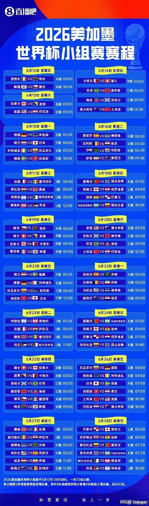 2026世界杯赛程高清版高清直播免费观看